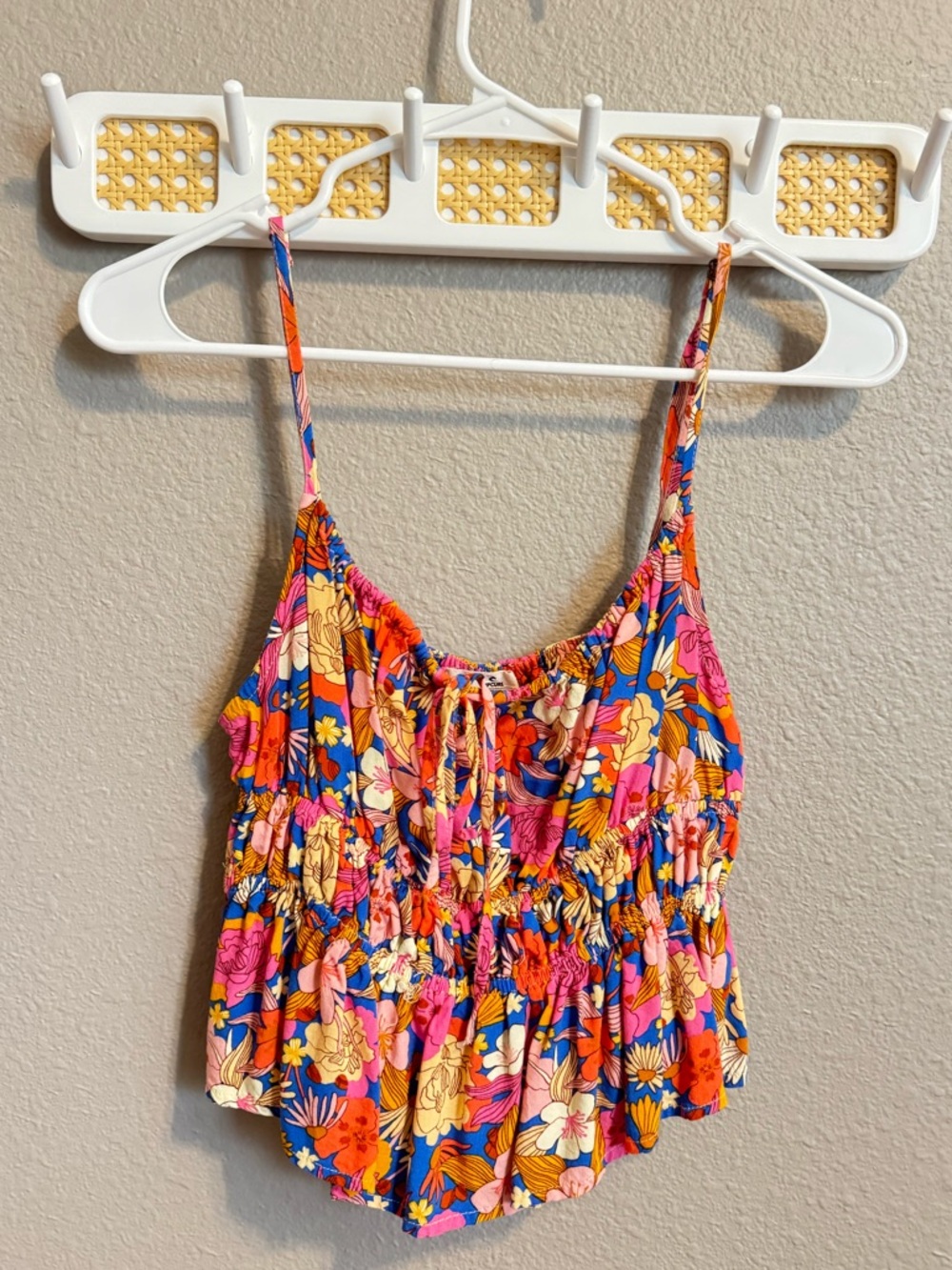 Rip Curl Floral Smocked Cami - Pink, Blue, Orange, Yellow